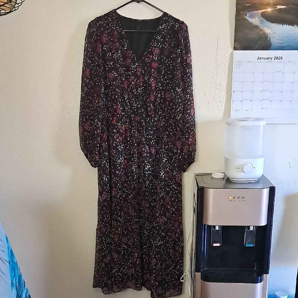 Ann Taylor Multicolor Floral Long Sleeve Dress
